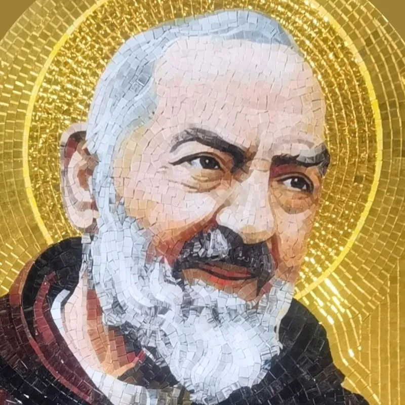 Portret Ojca Pio - Obraz z mozaiki