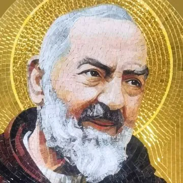 Portret Ojca Pio - Obraz z mozaiki