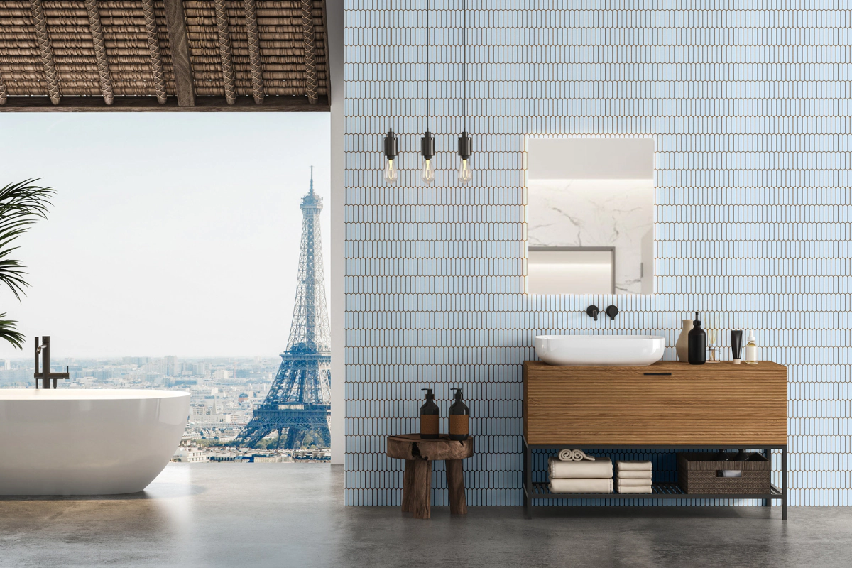 Pastelowe wnętrza z płytkami ceramicznymi Raw Decor